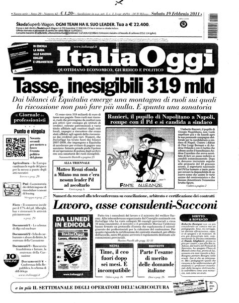 Italia oggi : quotidiano di economia finanza e politica